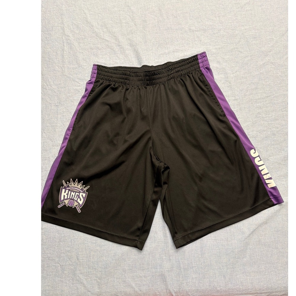 NBA Sacramento Kings Net-Dri Basketball Shorts Mens Large Black Purple Logo